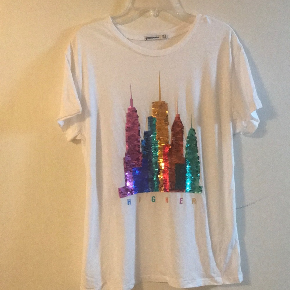 Sequin front city T-shirt